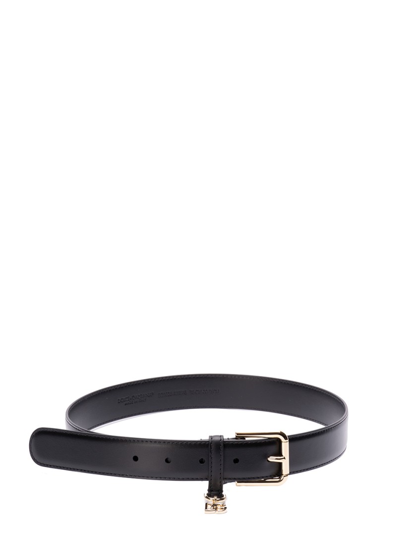 Dolce & Gabbana Calf Leather Belt In Black