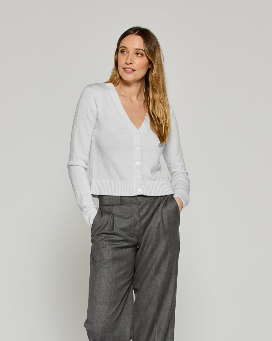 Serena Bute V-neck Semi Cropped Cardigan In Grey