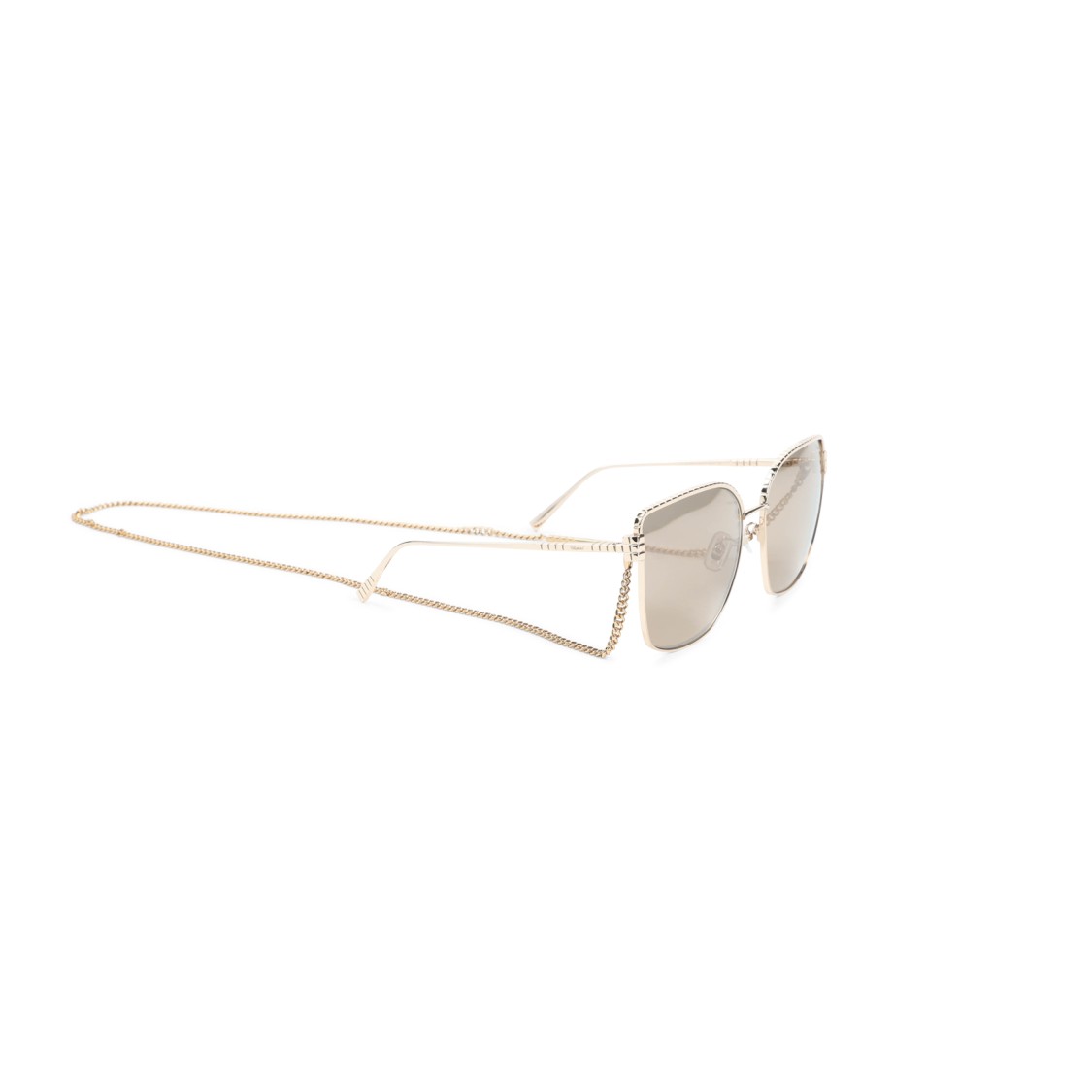 Chopard Chic Metallic Frame Sunglasses With Delicate Chain In Gray