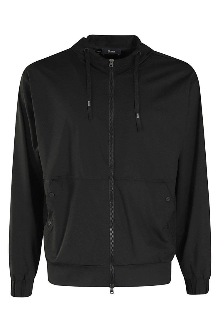 Herno Black Stretch Fabric Sweatshirt In Black