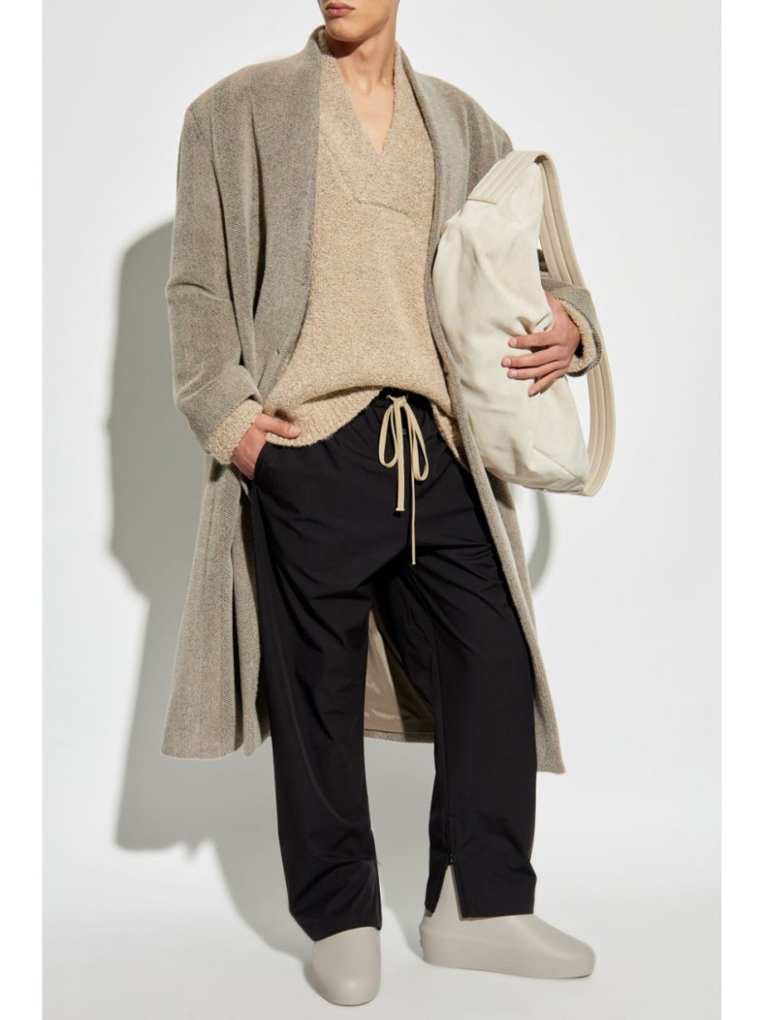 Shop Fear Of God Overlapped V Neck Sweater In Neutrals