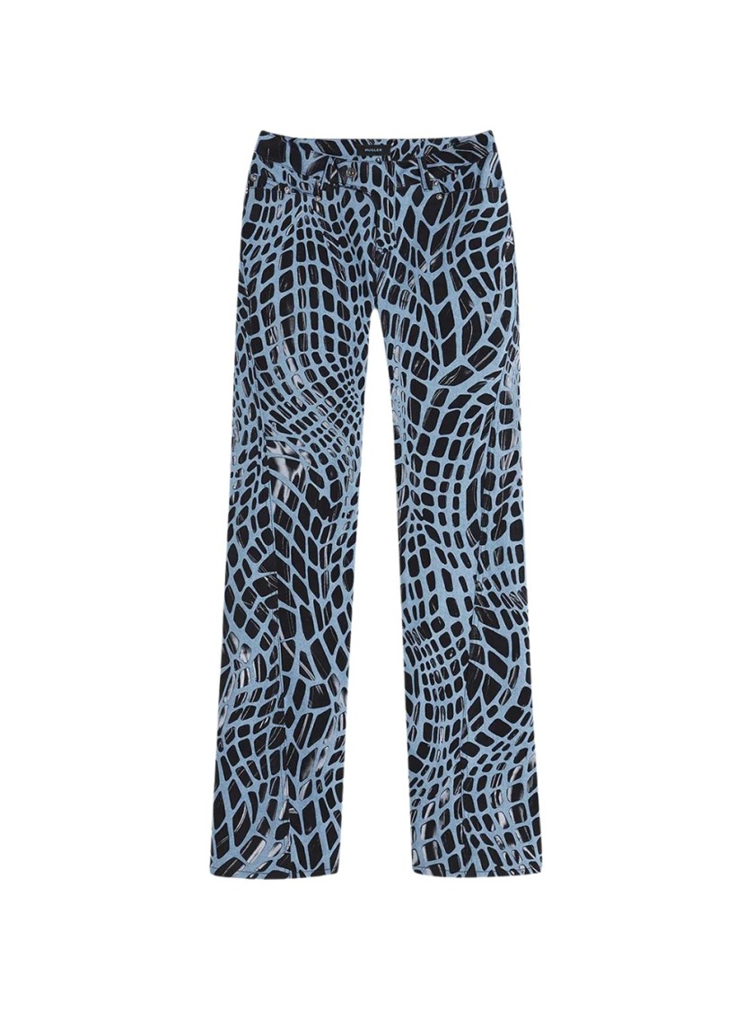 MUGLER MUGLER VELVET PRINT STRAIGHT LEG JEANS