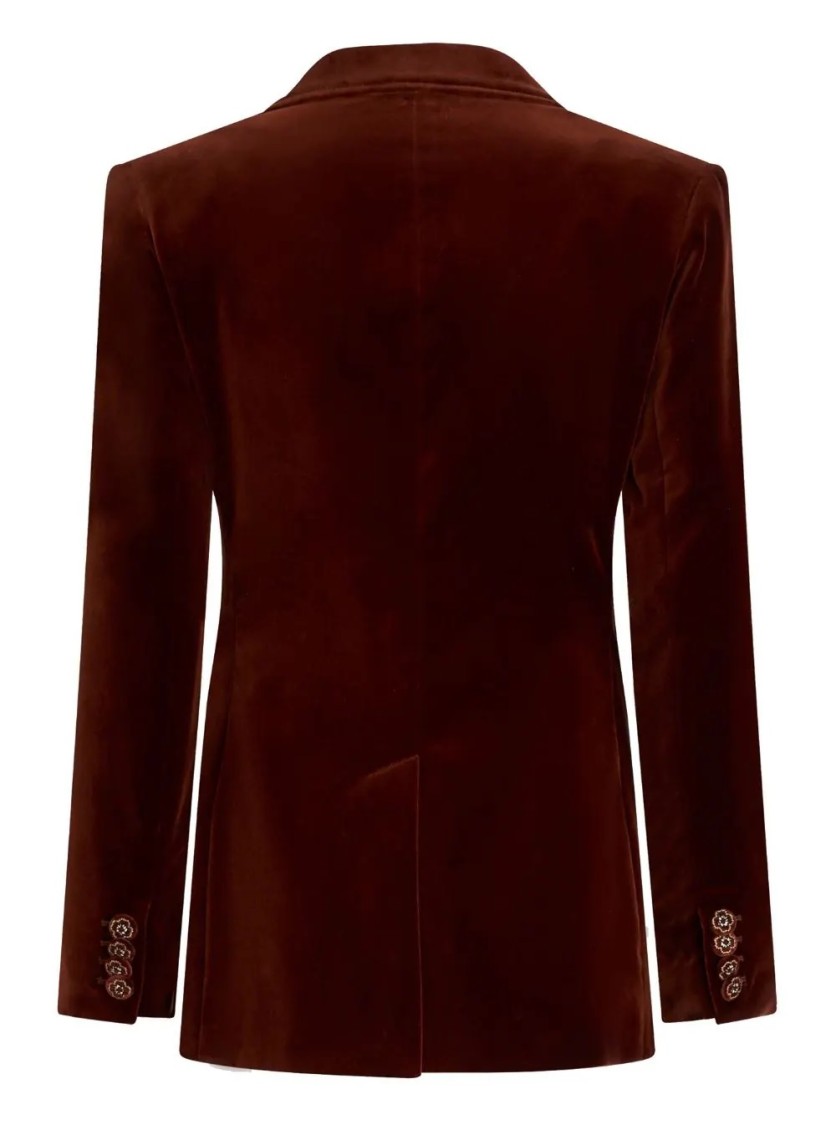 Etro Double-breasted Velvet Jacket With Button Details And Tailored Fit In Red