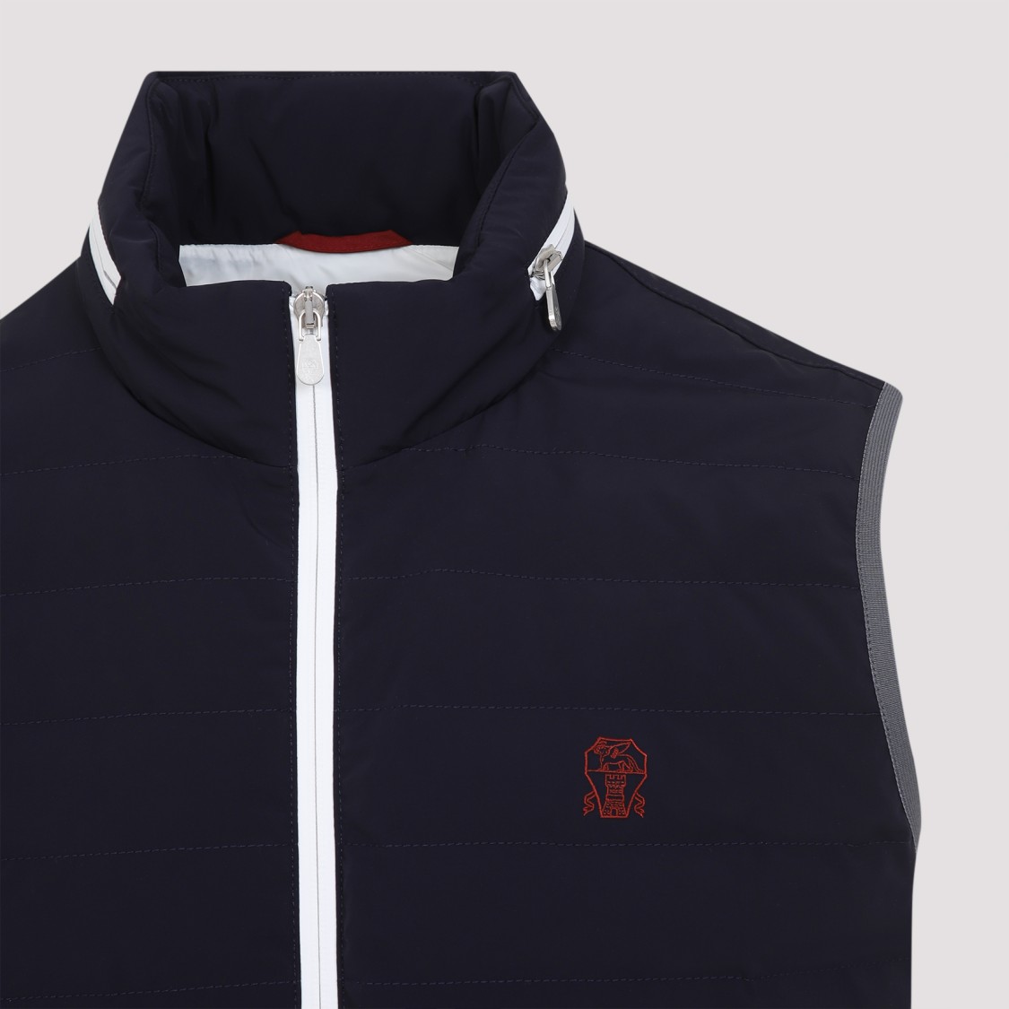 Brunello Cucinelli Padded Vest In Tech Fabric In Blue