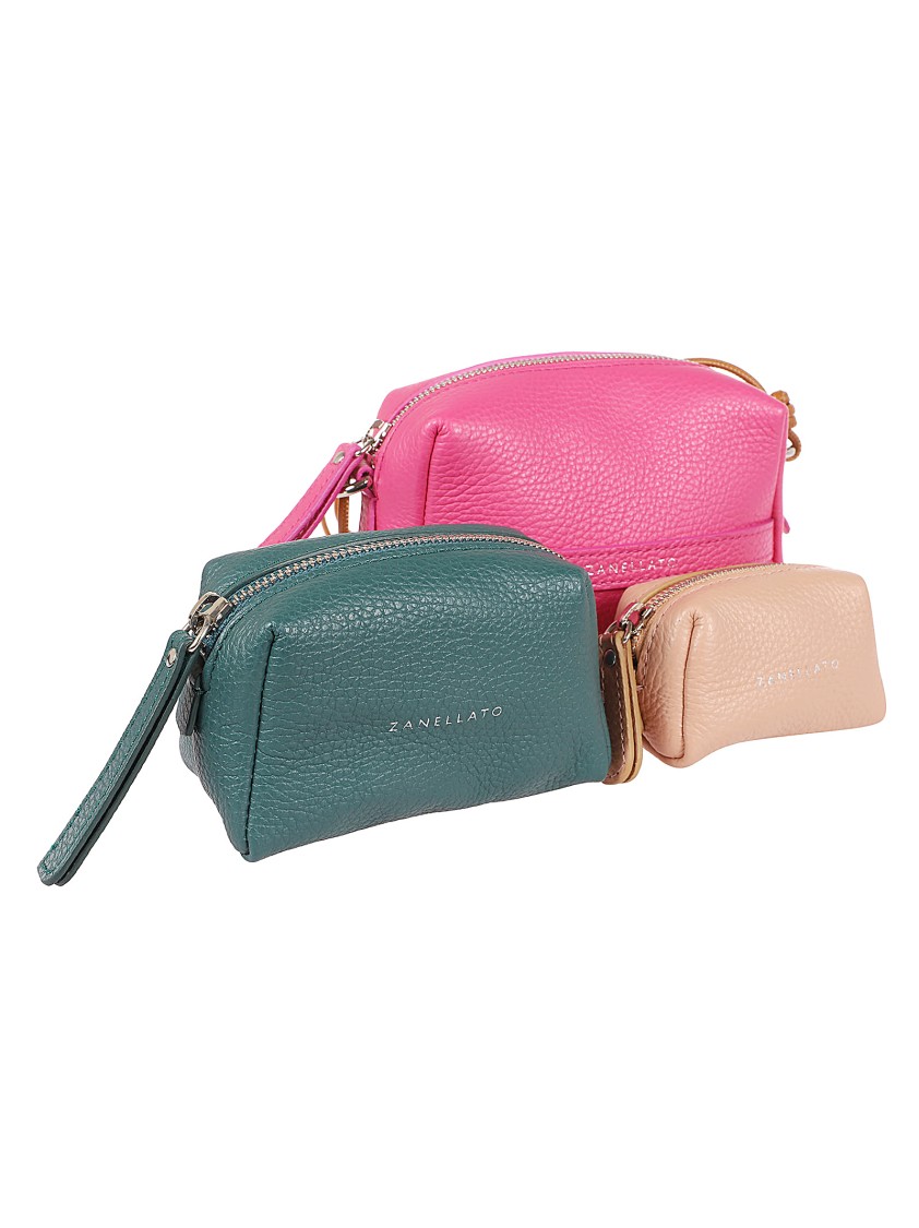 Zanellato Textured Leather Pouch Set In Pink