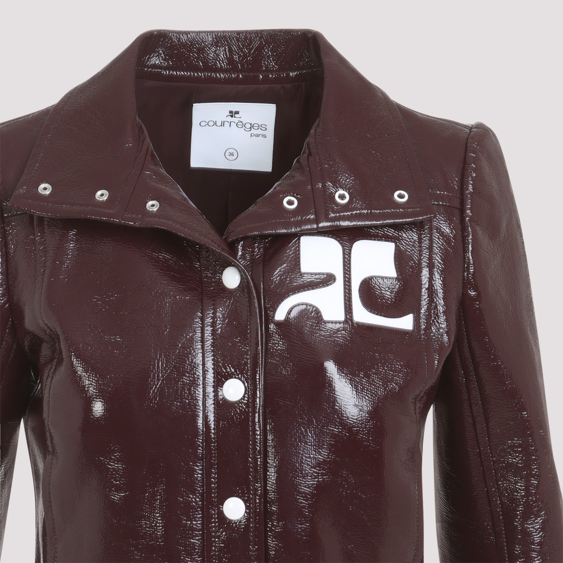 Courrèges High Collar Cropped Cotton Jacket In Black