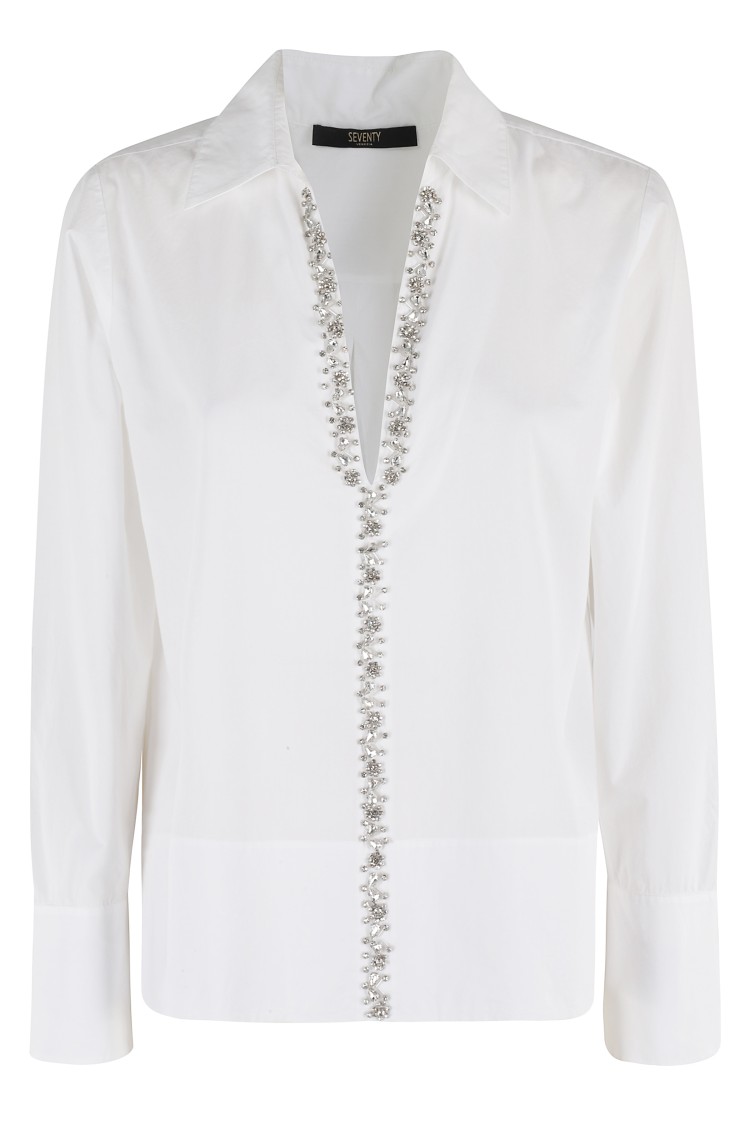 Seventy Plain Poplin Shirt With Stone Embroidery