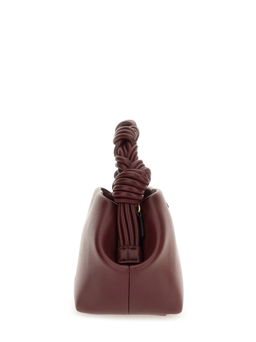 Ganni Bou Red Handbag With Butterfly Logo And Hand-braided Strands In Leather Woman In Burgundy