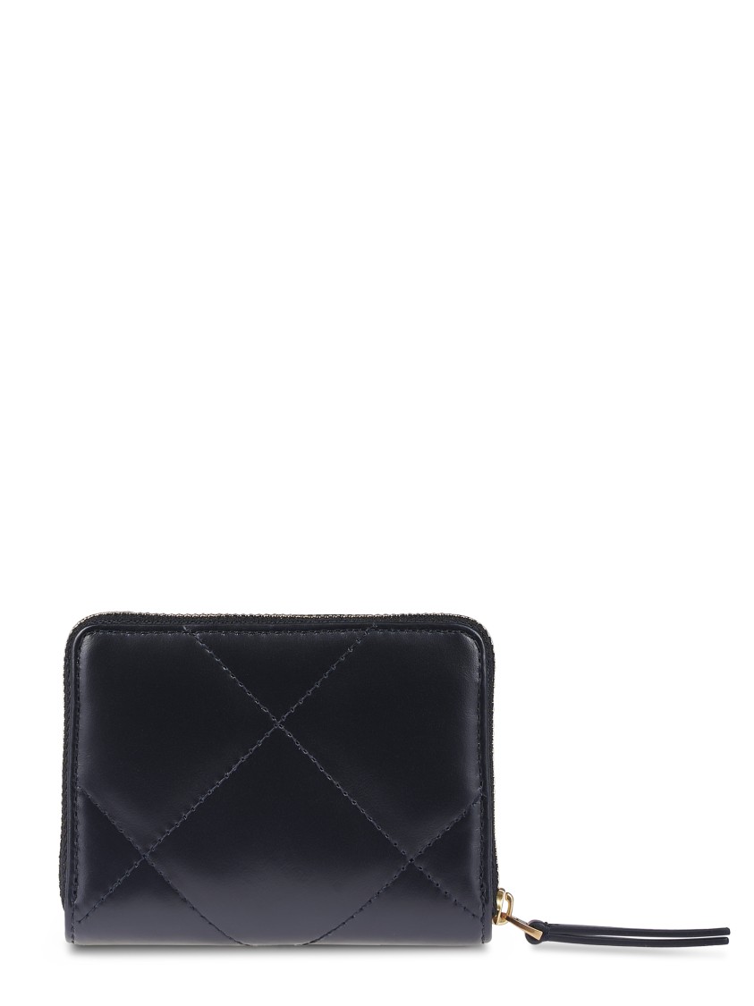 Tory Burch Kira Diamond Quilt Small Zip Around Wallet In Black