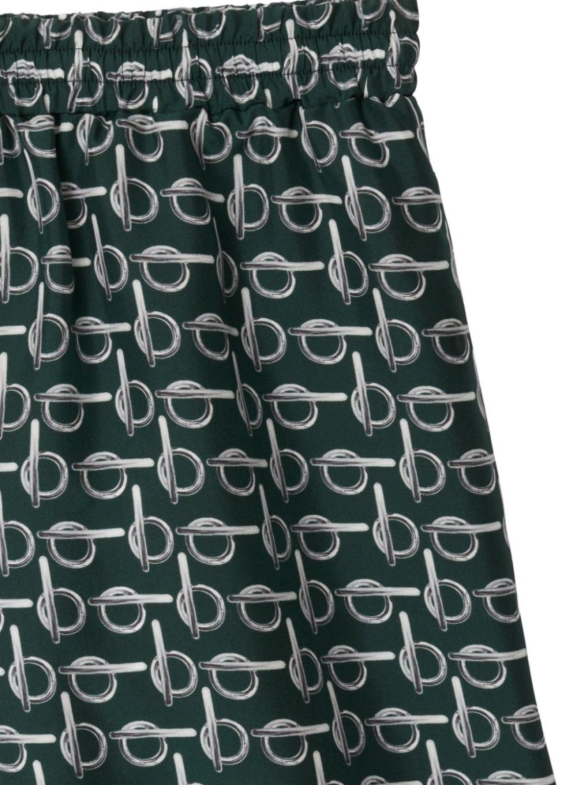 Burberry Textured Print Shorts With Elasticated Waistband In Green