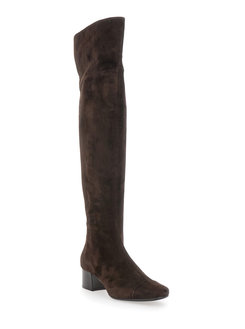 ブーツその他 Carel Paris Over-The-Knee Brown Calf Suede Boots Carel Paris Over-the-knee Brown Calf Suede Boots In Black