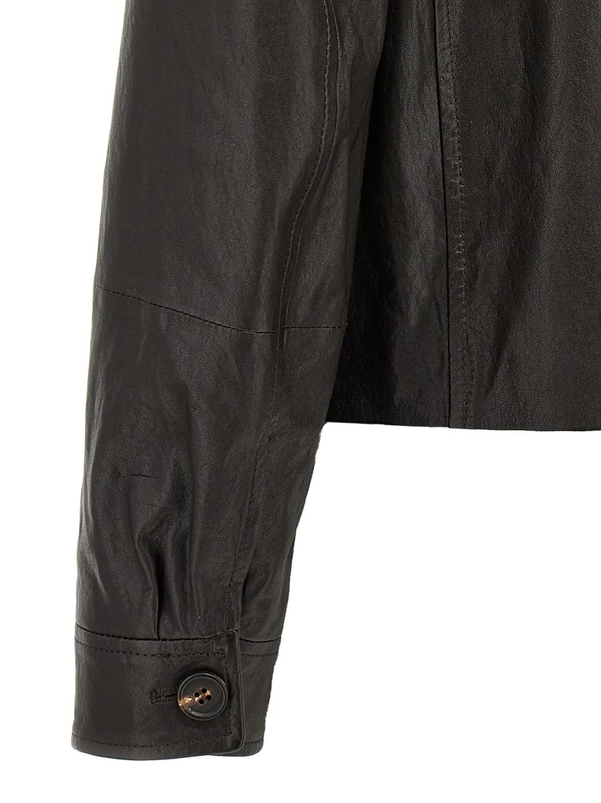 Brunello Cucinelli Cropped Caban With Monile Detail In Brown