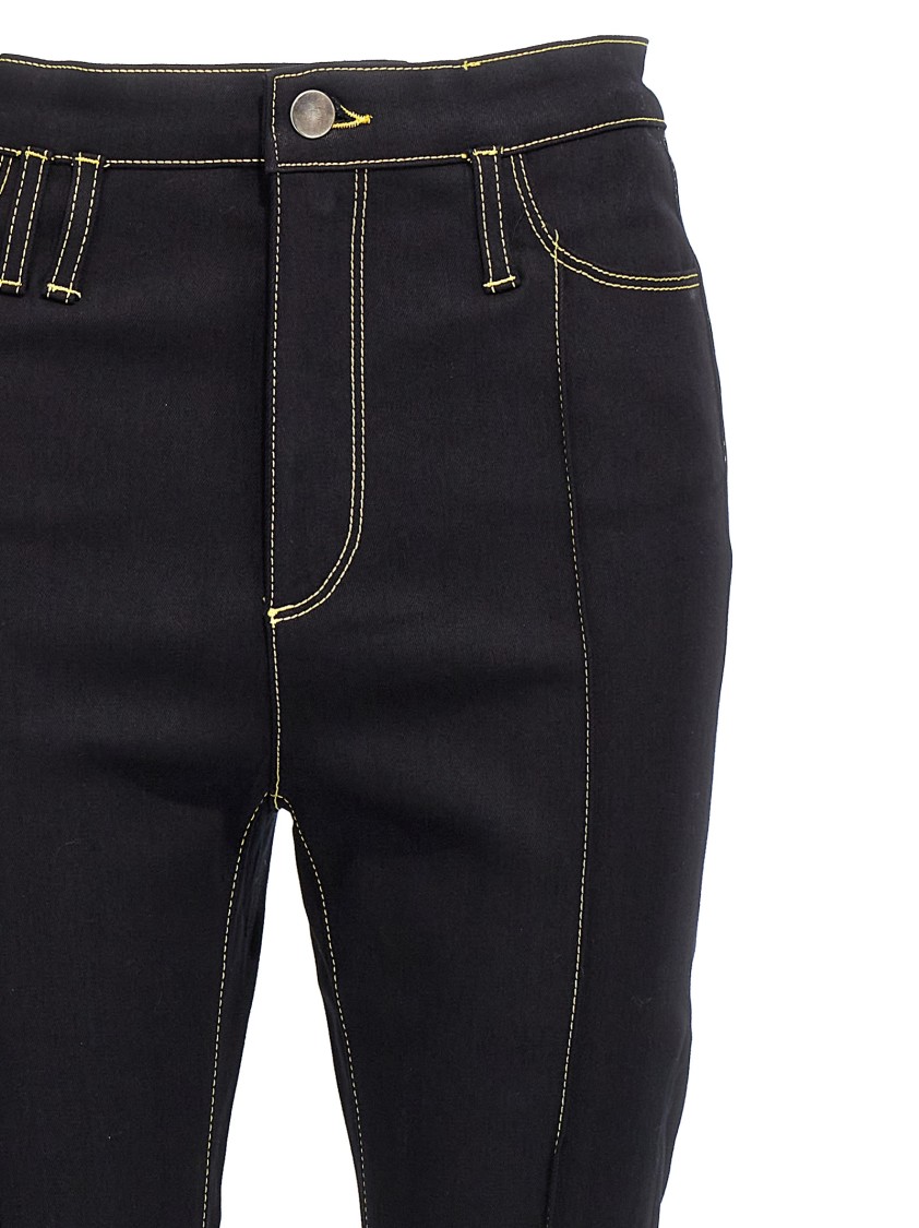 Nensi Dojaka Mesh Detailed Flared Hem Trousers With Belt Loops In Black