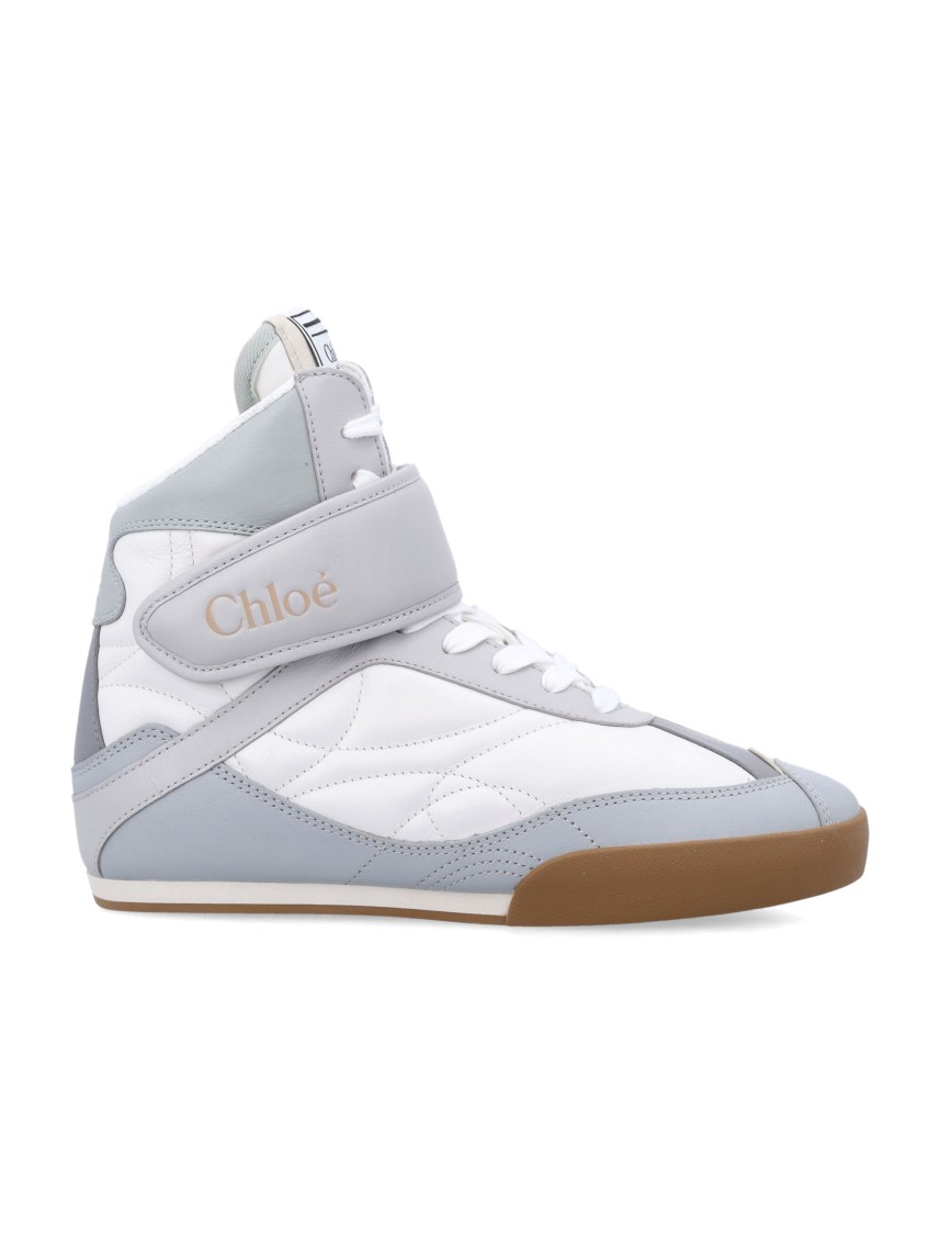 Chloé Almond Toe High-top Sneaker With Quilted Panels In Blue