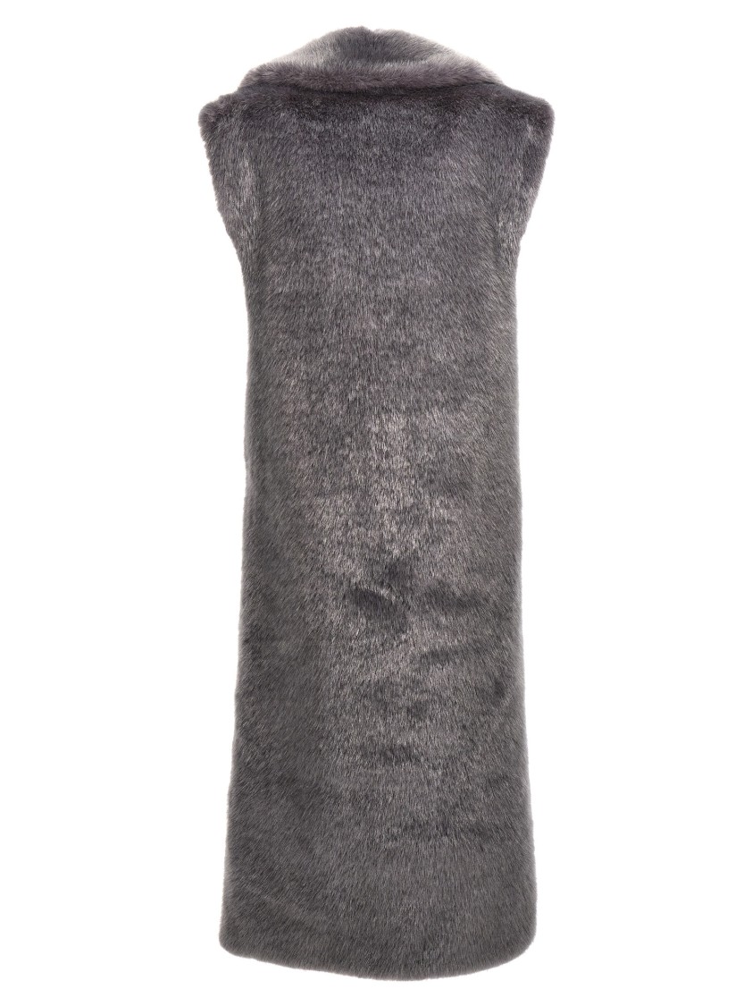 Philosophy Di Lorenzo Serafini Philosophy Extra Long Faux Fur Vest In Gray