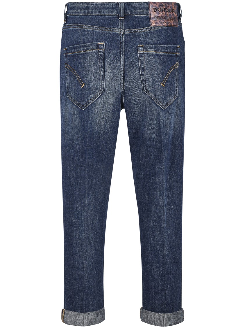 Dondup High-waisted Denim Trousers With Vintage Finish In Blue
