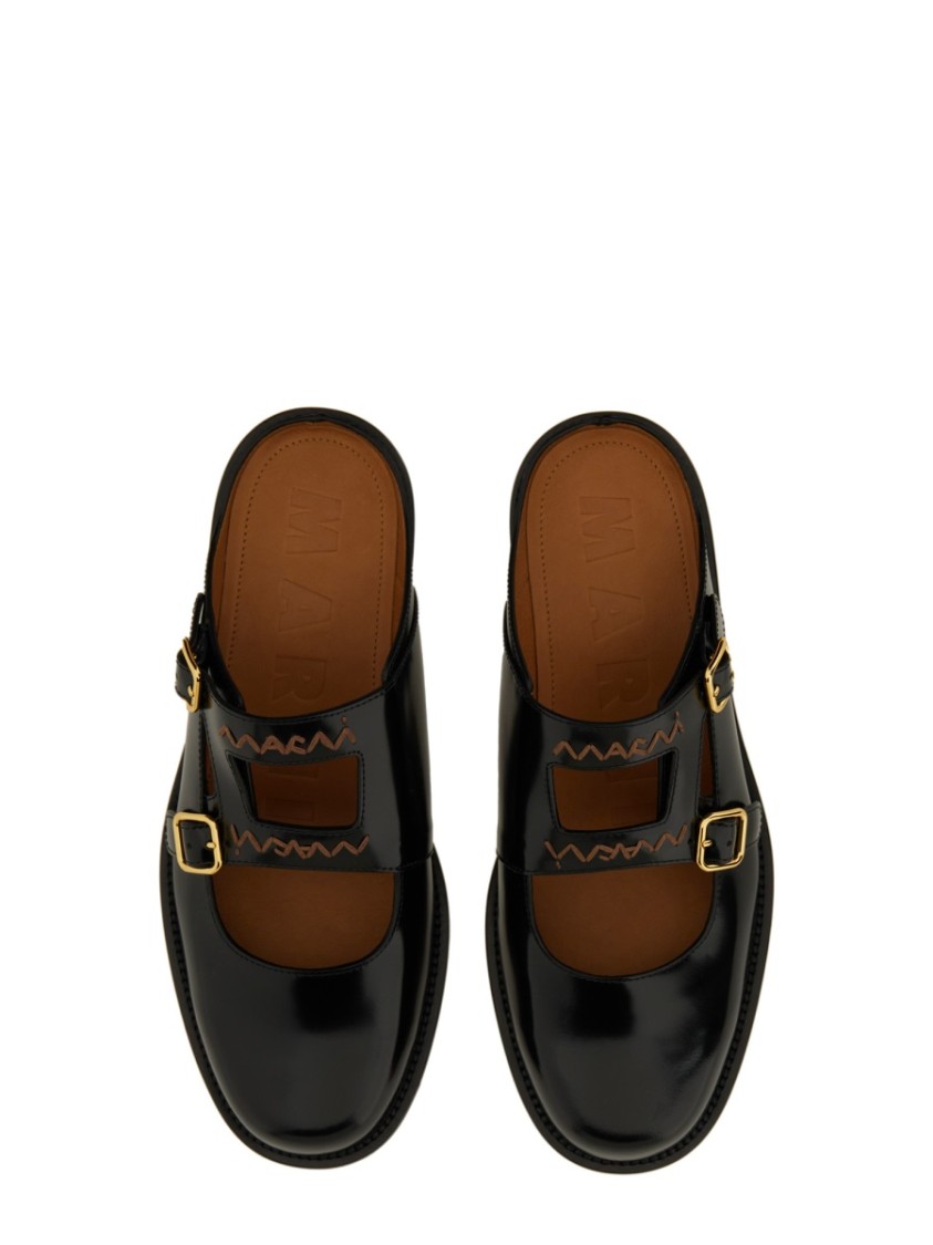 Marni Bambi 3.0 Moccasin Sabot Made Of Brushed Calfskin In Black