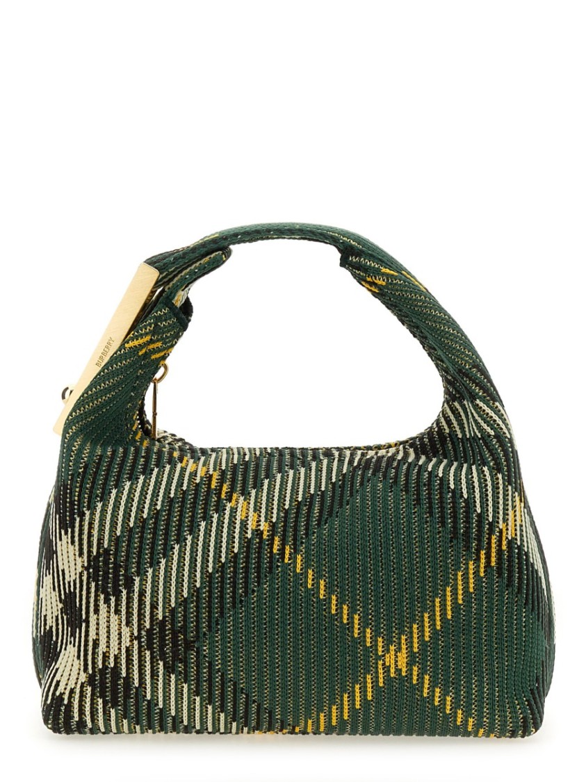 Burberry Medium Peg Check-pattern Shoulder Bag In Black
