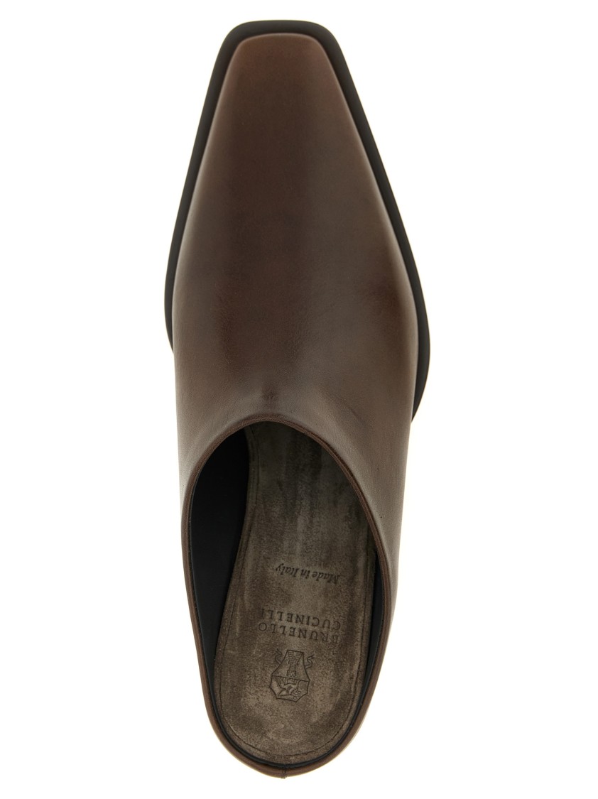 Brunello Cucinelli Western Leather Monili-heel Mules In Brown