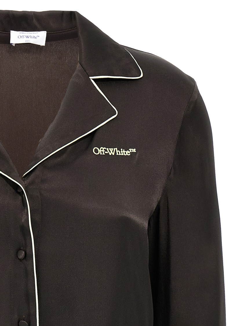 Off-white Pajama-style Black Shirt In Acetate In Black