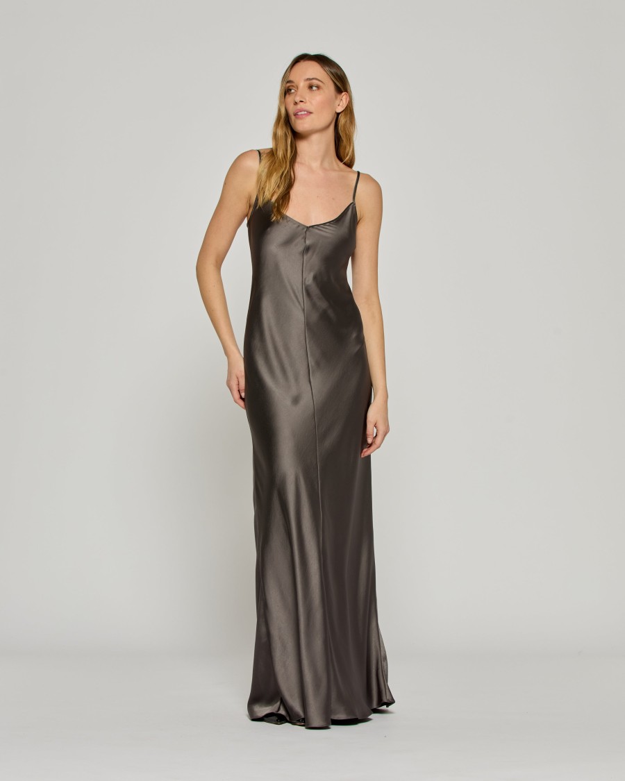 SERENA BUTE SERENA BUTE SATIN SLIP DRESS '25 - CHARCOAL