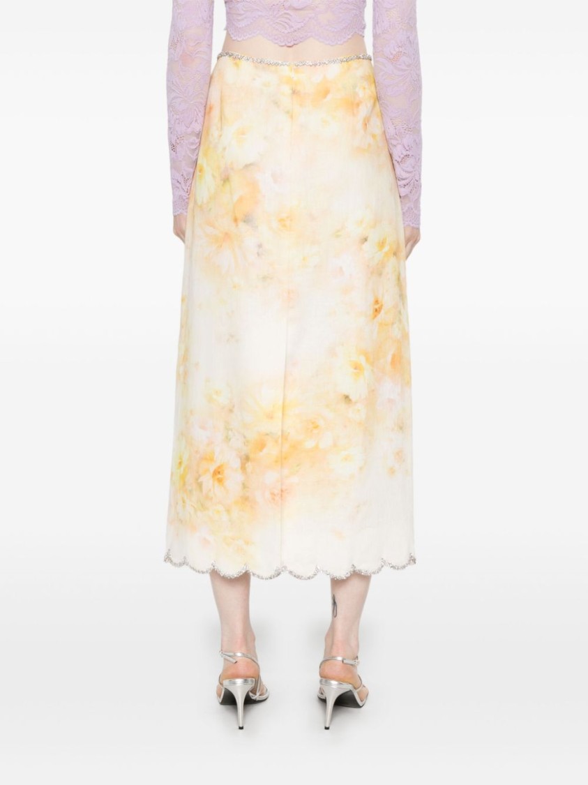 Zimmermann Women Printed Linen Crush Skirt In Yellow