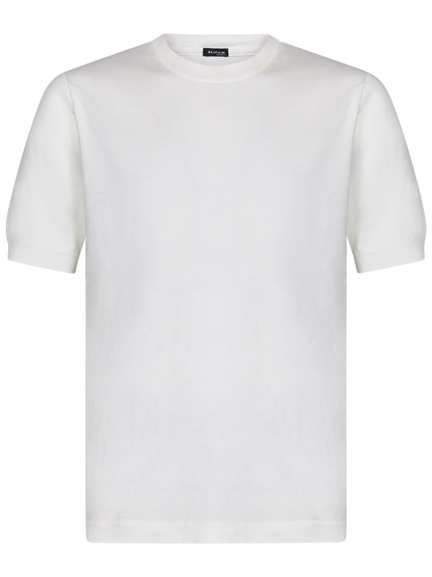 KITON KITON REFINED WHITE COTTON KNIT TOPS 