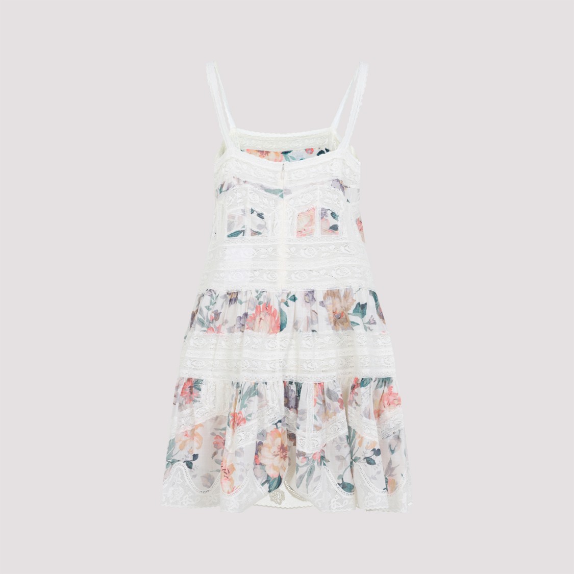Shop Zimmermann Acacia Lace White Cotton Mini Dress In Multicolor