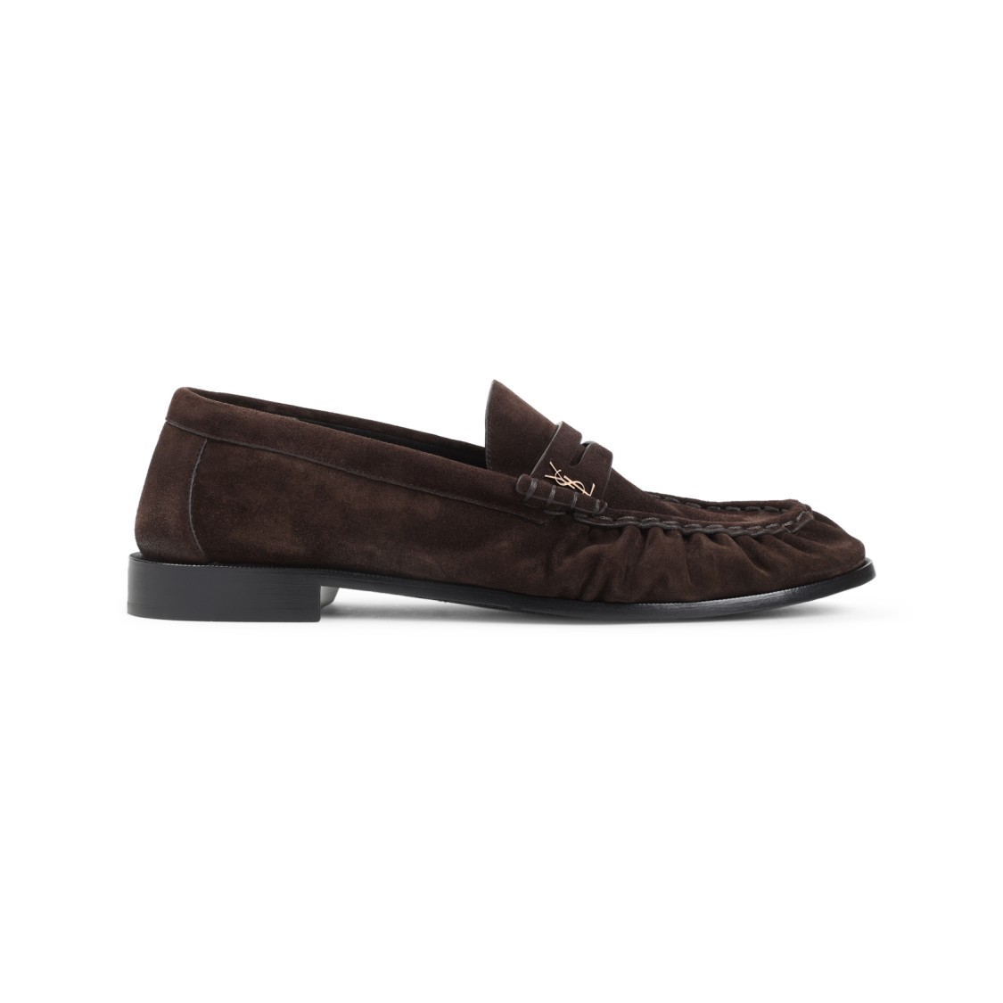 Saint Laurent Brown Suede Loafers In Brown