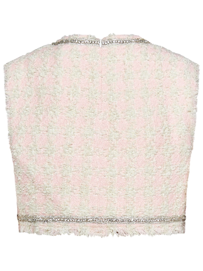 BALMAIN BALMAIN TAILORED CROPPED TOP IN TEXTURED COTTON BLEND TWEED