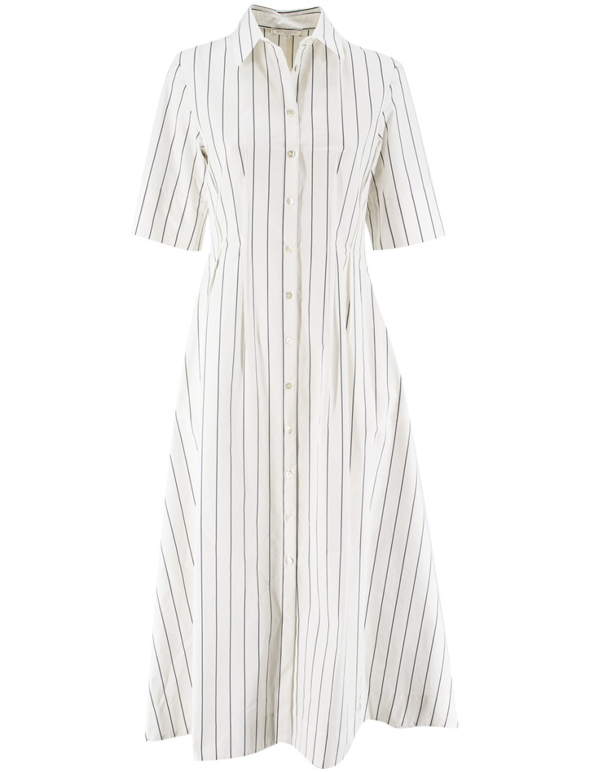 Antonelli Button-fastening Striped Midi Dress With Short Sleeves