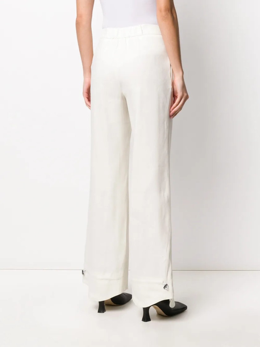 Off-white Flared Curved Cuff Trousers In Neutral