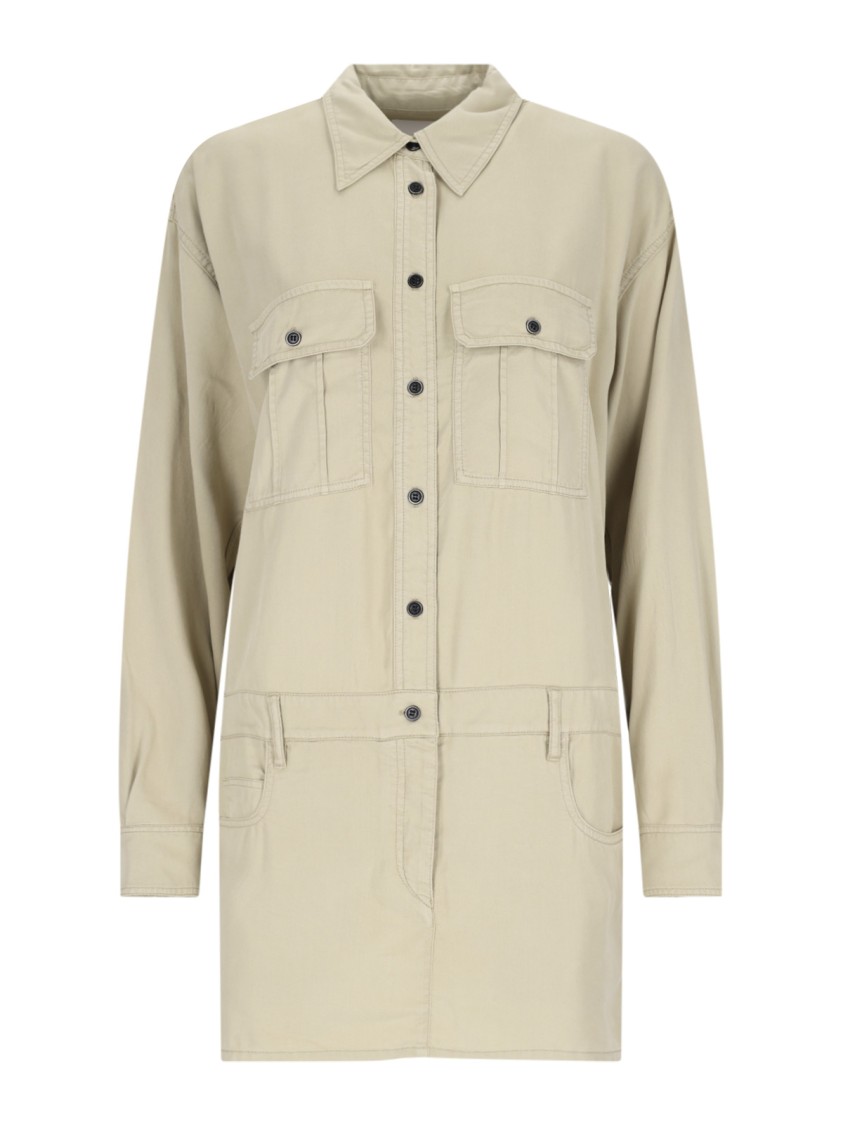 Shop Isabel Marant Étoile Palvina Mini Shirt Dress In Green Lyocell Chambray