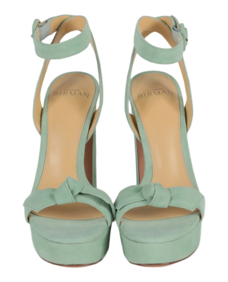 Alexandre Birman Clarita Curve 120 Suede Platform Sandal In Green