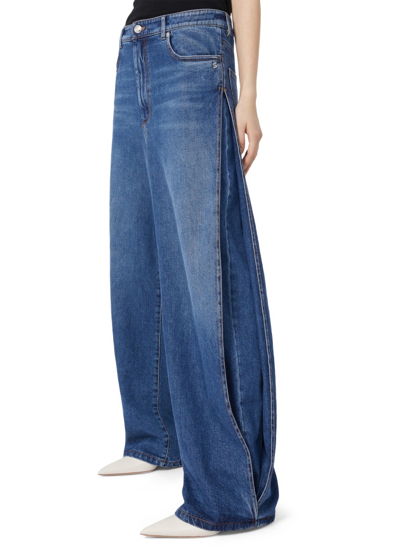 Max Mara Wide-leg Blue Jeans With Vintage Wash In Blue
