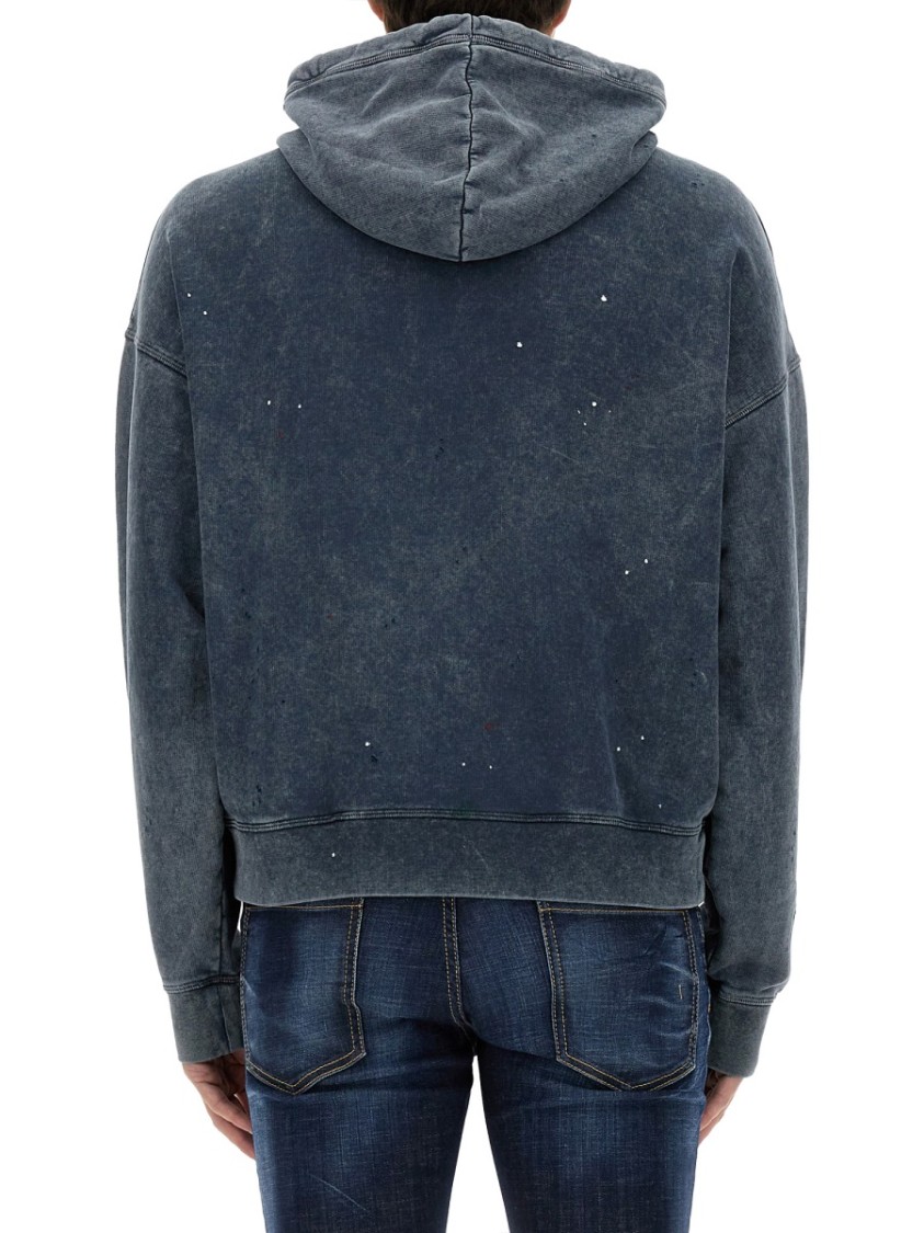 Shop Dsquared2 Relaxed-fit Grey Sweatshirt With Iconic Logo Print In Blue