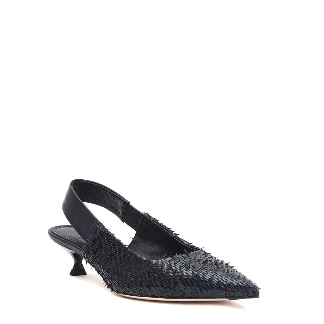 Agl Attilio Giusti Leombruni Agl Laser-cut Navy Leather Slingback Shoes In Black
