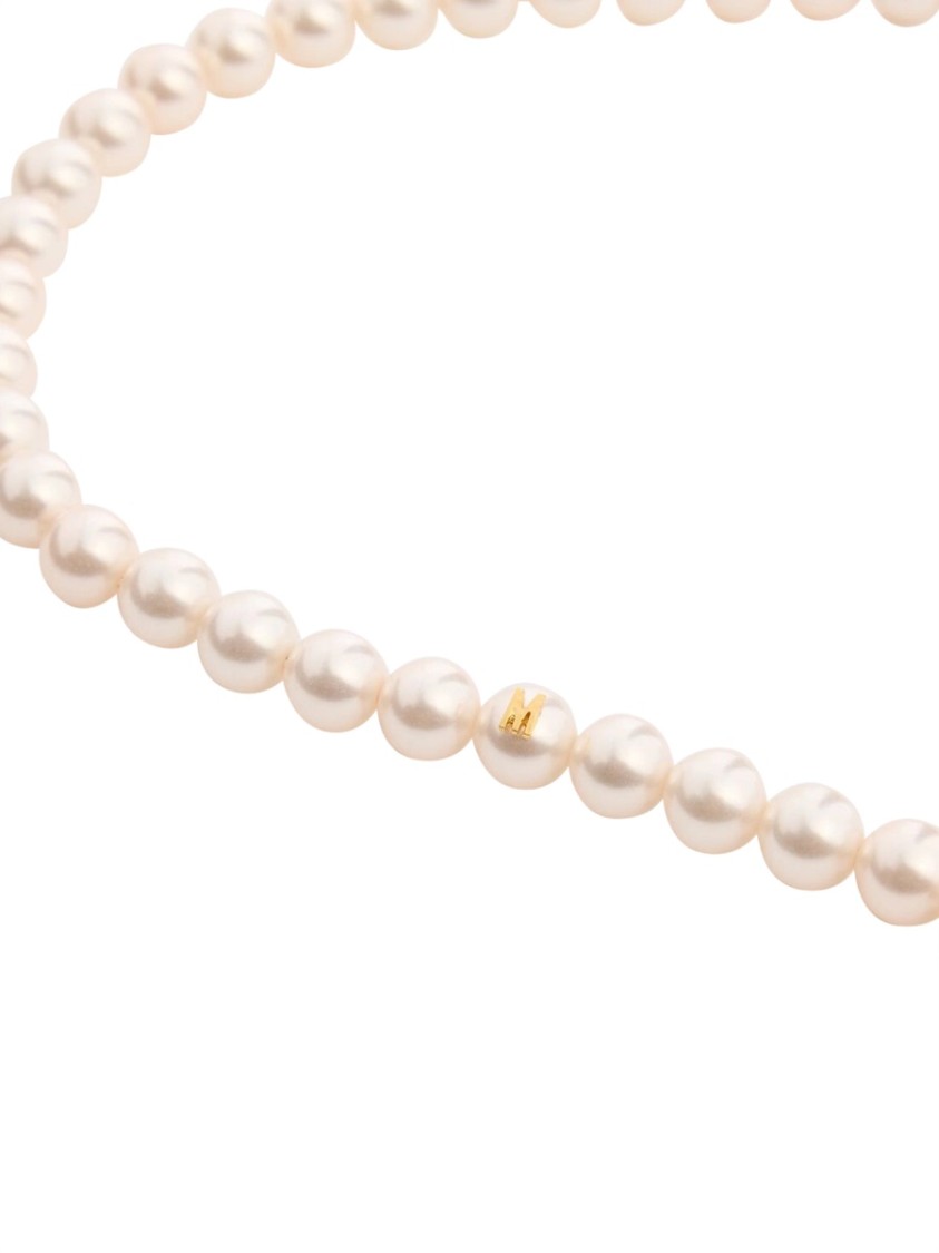Shop Moschino Pearl Necklace In White