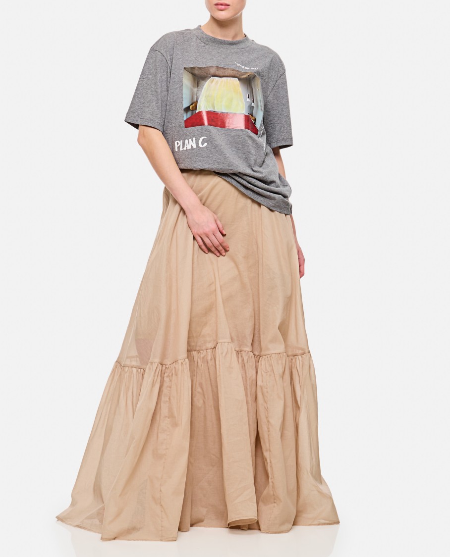 PLAN C PLAN C FLARED LONG SKIRT WITH RUFFLED HEM AND INVISIBLE ZIP