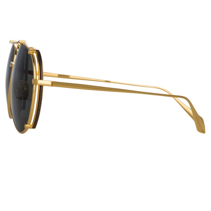 Shop Linda Farrow Newman Aviator Sunglasses In Y