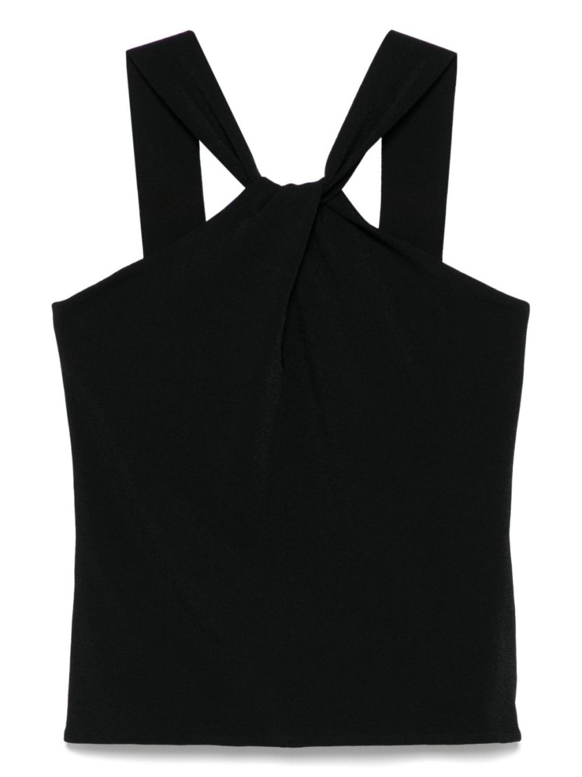 D Exterior Dexterior Twisted Back Top In Soft Viscose Blend In Black