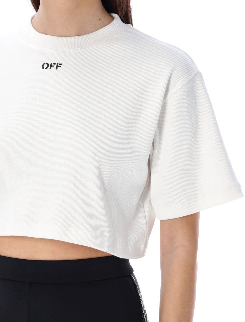 Off-white Off Stamp Rib Cropped Tee In White