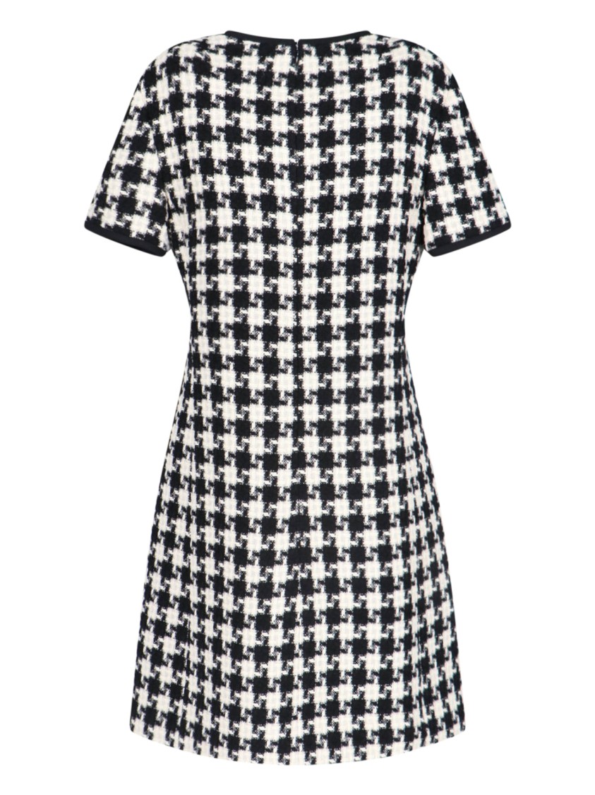 Valentino Embroidered Damier Light Tweed Short Dress In White