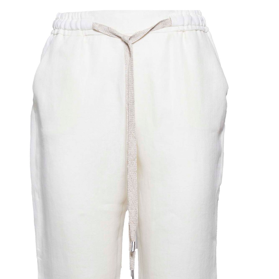 BARBA NAPOLI BARBA JOKE STRAIGHT TROUSERS IN WHITE LINEN