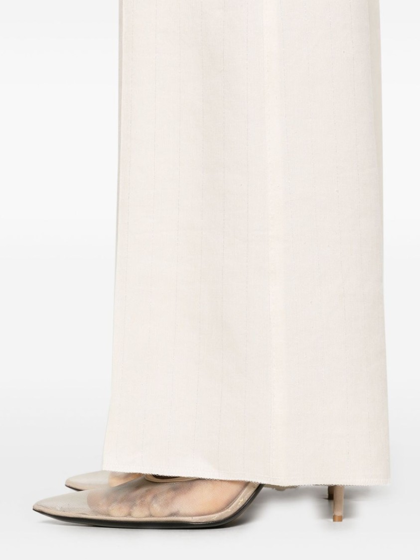 Tagliatore Double-breasted Blazer With Flared Trousers In Textured Fabric In Neutrals