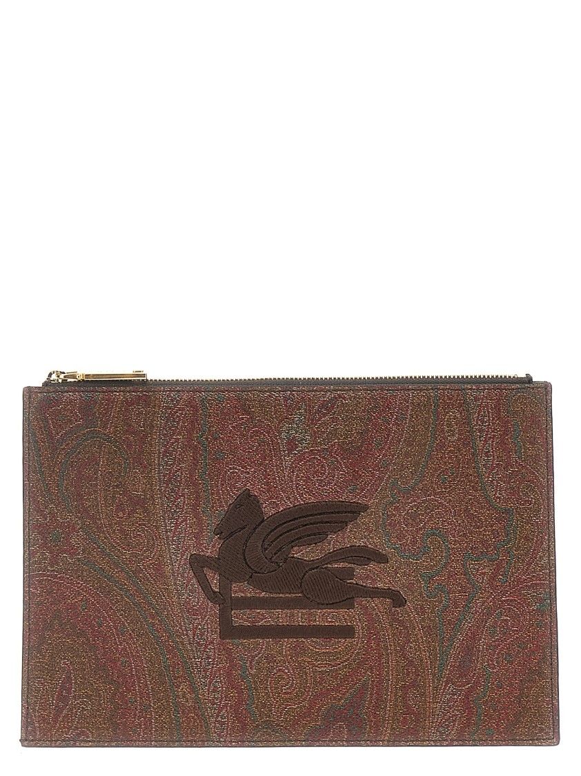Etro Medium 'paisley' Clutch Bag In Brown