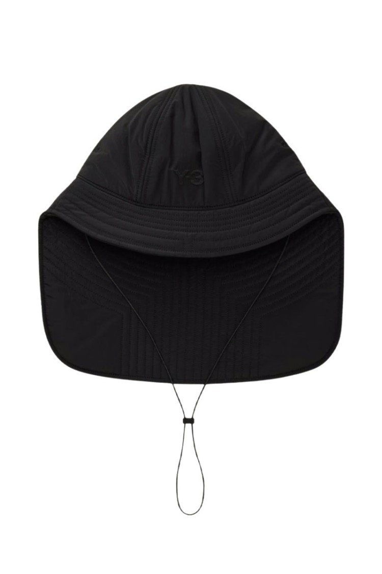 Y-3 Neck-flap Quilted Bucket Hat In Black