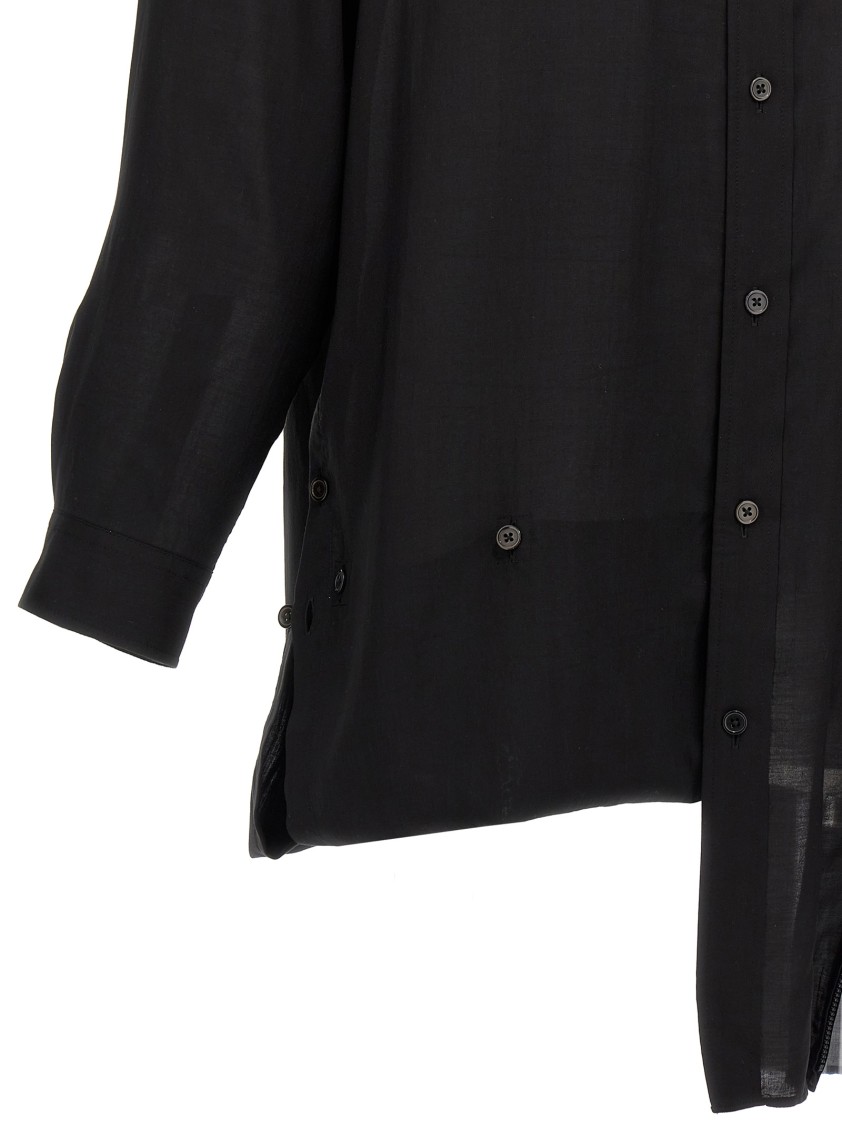 Yohji Yamamoto 'cellulose Lawn Zip Button Blouse' Shirt In Black