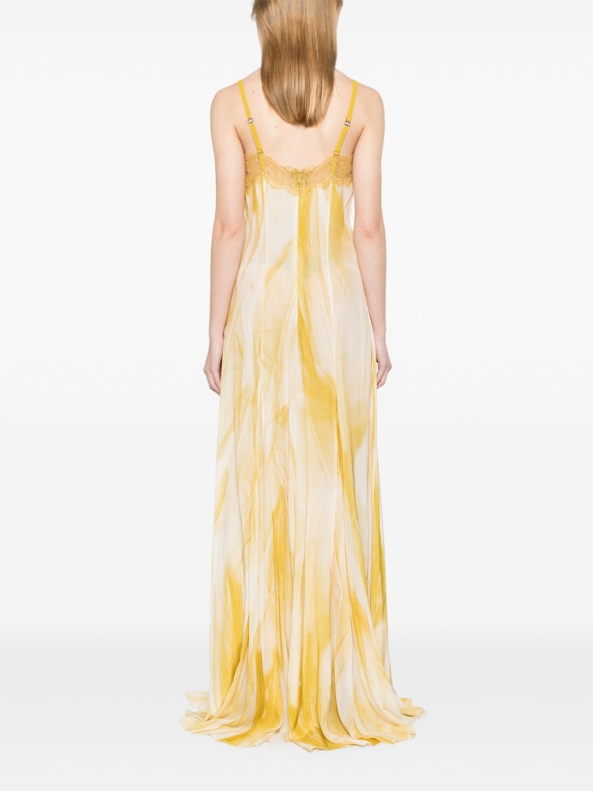 Shop Elisabetta Franchi Flowing Maxi Dress With Lace Detailing