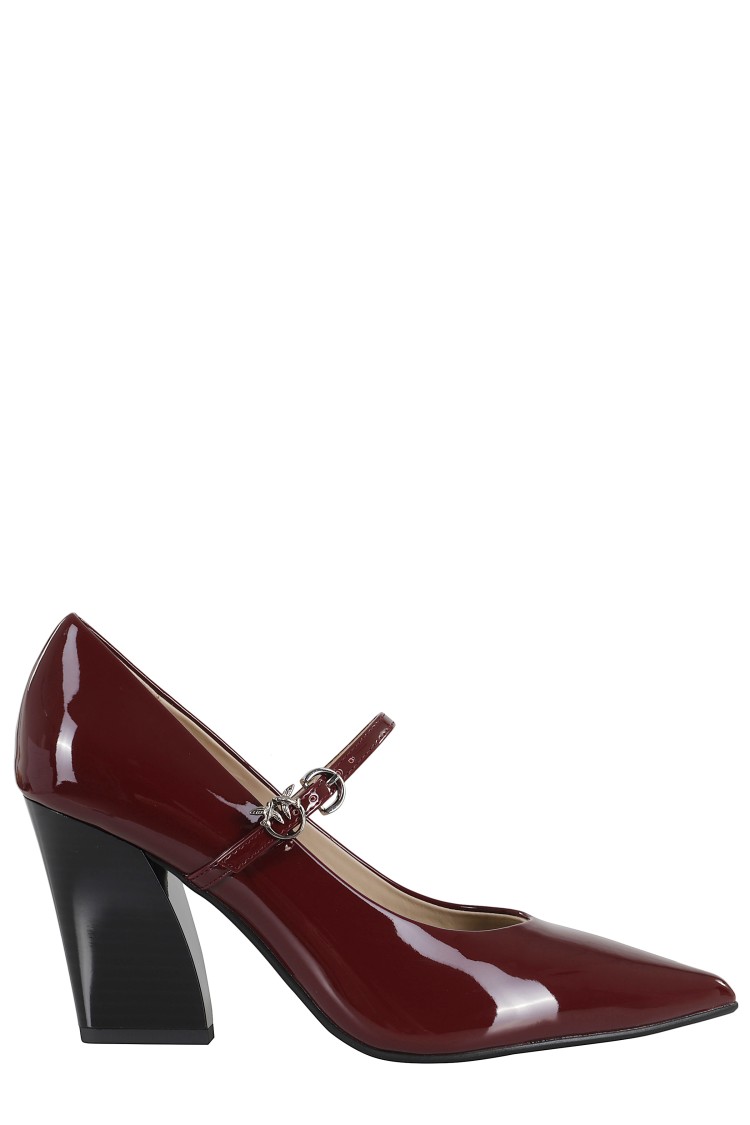 Pinko 80mm Patent Leather Ankle-strap Pumps In Red